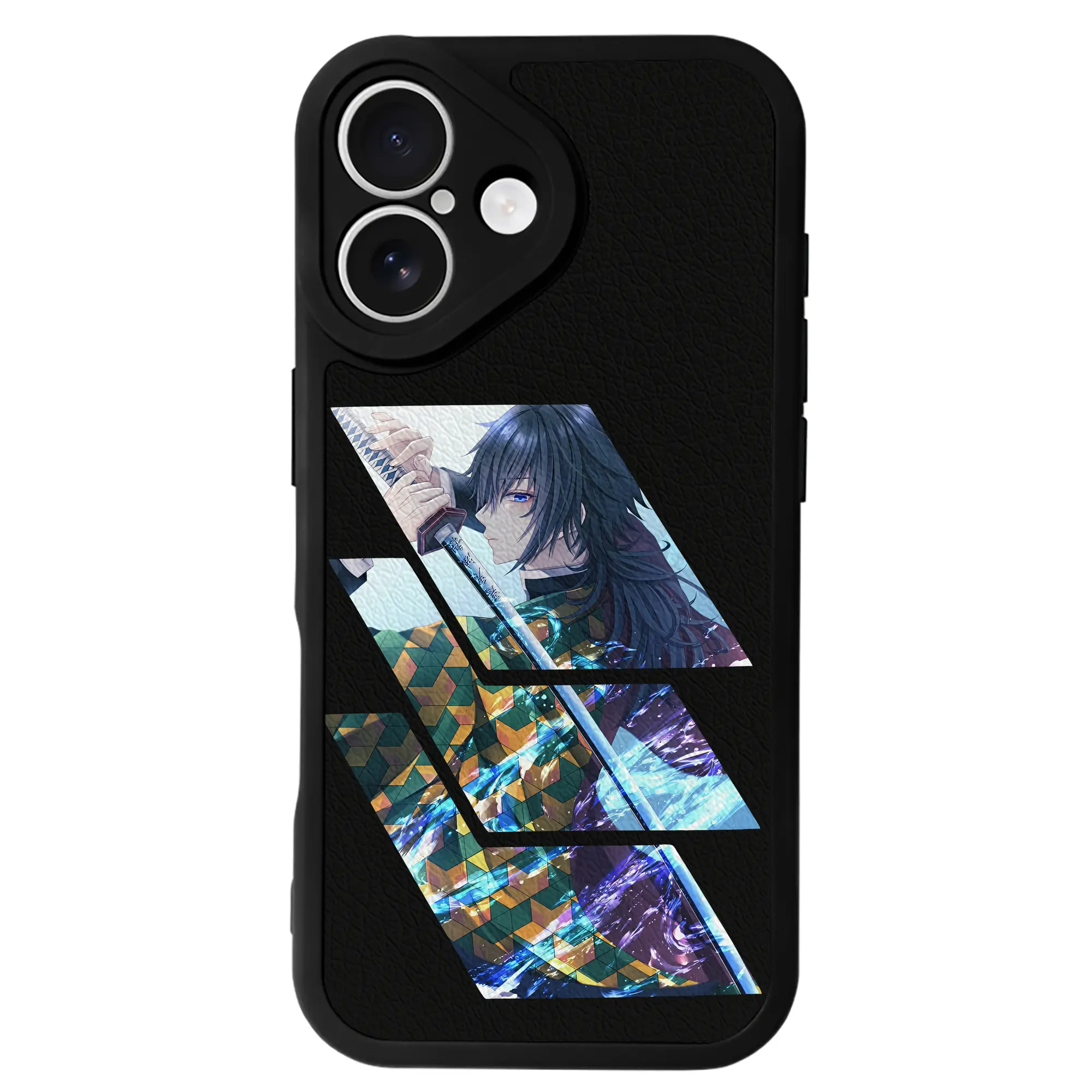 鬼滅の刃 グッズ,冨岡 義勇 - IPhone 16シリーズ対応 ・ シリコンスマホケース ・ レザー調 ・ 高精度フィット ・ 耐衝撃 ・ ワイヤレス充電対応 ・ 精密カット